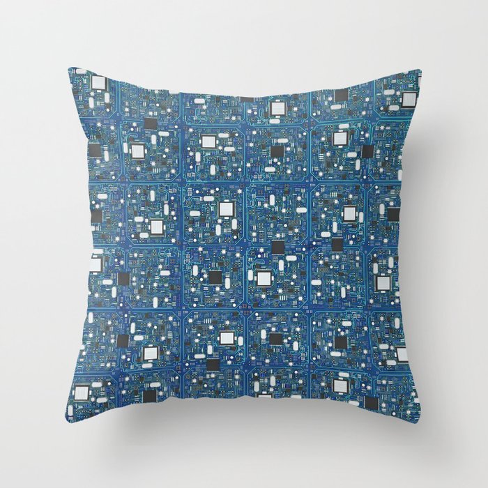 Blue tech Throw Pillow