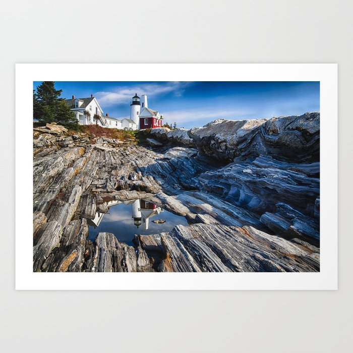  Pemaquid Point Lighthouse with Image Reflected in Tidal Pool Art Print