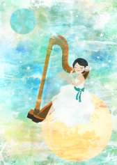 Harp girl: Music from the moon