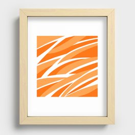 Abstract gradient orange, tangerine and white wave Recessed Framed Print