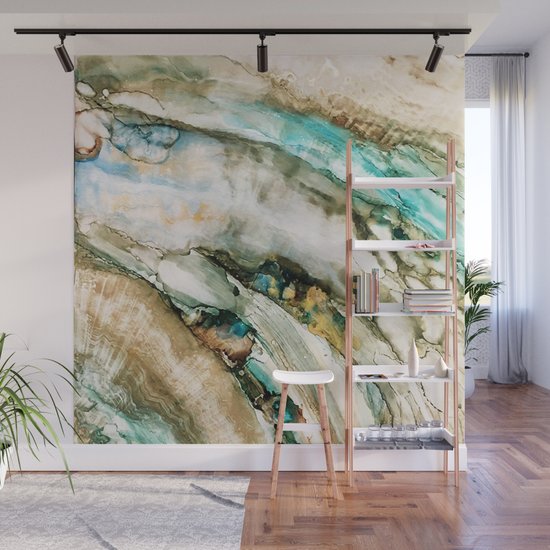 Teal Turquoise Geode Wall Mural by jamesmichals | Society6