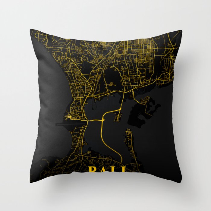 Bali map Throw Pillow