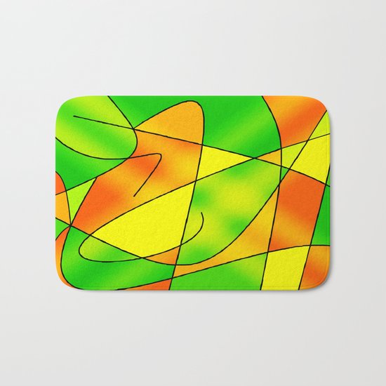 ABSTRACT CURVES #2 (Greens, Oranges & Yellows) Bath Mat