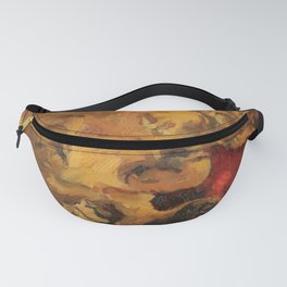 Tabby Cat Sleeping Animal Oil Painting in Vibrant Red Brown Yellow Impressionist Bright Colour Fanny Pack | Sleepingcat, Sleepinganimal, Nappingcat, Cutepainting, Oilpainting, Cutecatpainting, Tabbycat, Catshowingtummy, Catpainting, Catoilpainting 