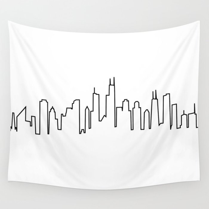 Chicago, Illinois City Skyline Wall Tapestry