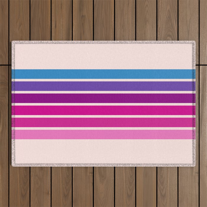 Disco - Classic 70s Style Pink Retro Stripes Outdoor Rug