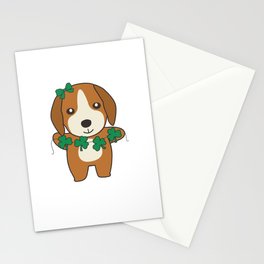 Beagle Shamrocks Cute Animals For Happiness Stationery Card