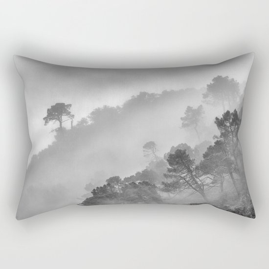 BW."Mountain light II". Foggy forest. Rectangular Pillow