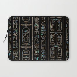 Egyptian hieroglyphs pattern Gold Abalone Laptop Sleeve