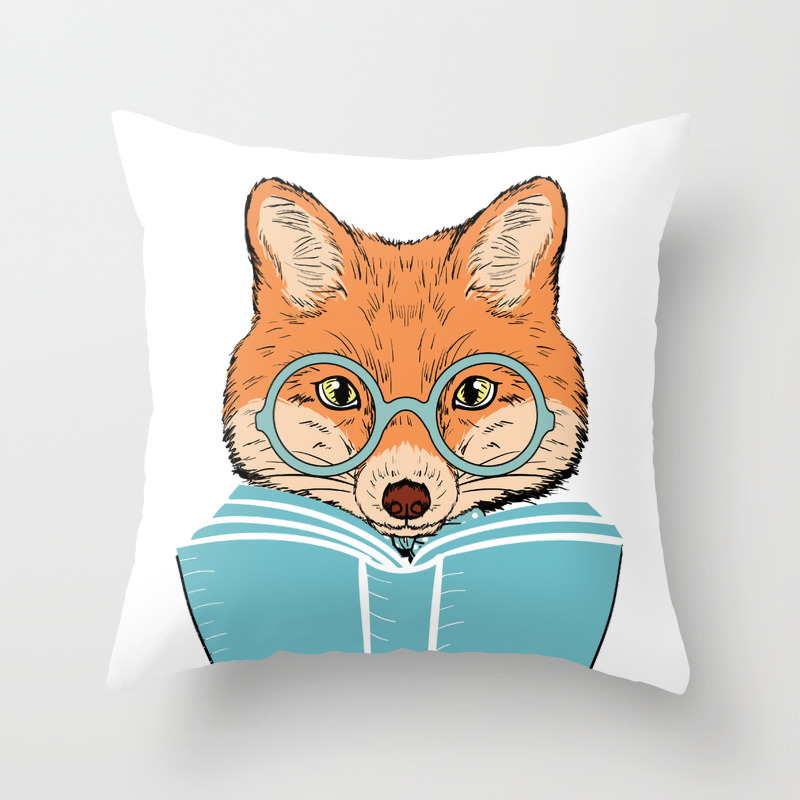 Reading Fox White Background Throw Pillow By Evieseo Society6