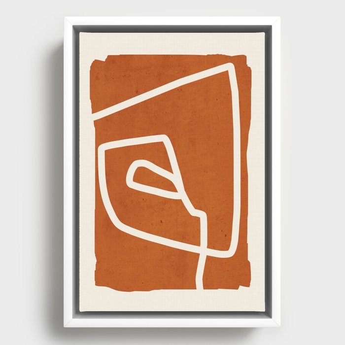 abstract minimal 57 Terracota Framed Canvas