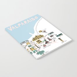 Valparaiso Map (white) - Chile Notebook