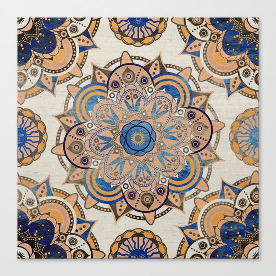 Blue and Gold Mandala Canvas Print