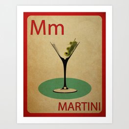Martini Vintage Style Flashcard Print Art Print