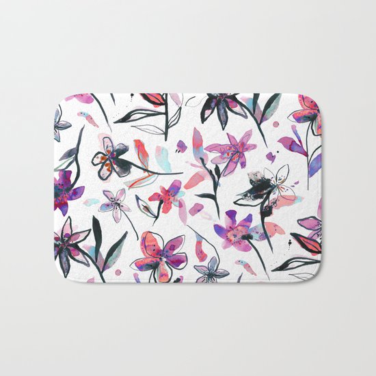 Ink flowers pattern - Viola Bath Mat