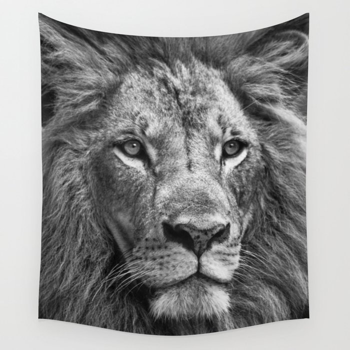 The Lion Portrait Black And White Wall Tapestry By Nocolordesigns