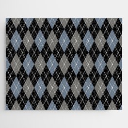 Blue And Grey Argyle Pattern,Diamond Abstract,Quilt,Knit,Tartan,Sweater,Traditional,Geometrical,  Jigsaw Puzzle