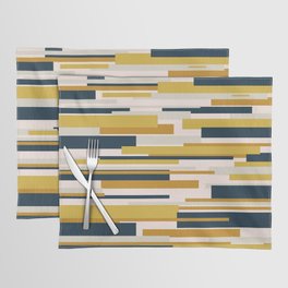 Wright Mid-Century Modern Abstract in Mustard Yellow, Navy Blue, Pale Blush Placemat