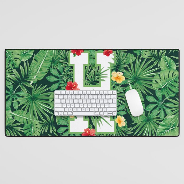 Capital Letter H Alphabet Monogram Initial Flower Gardener Desk Mat