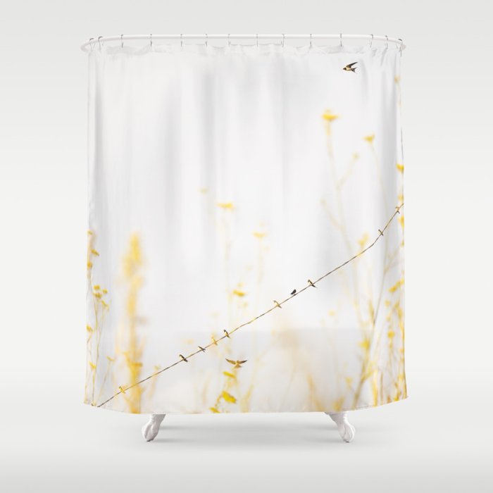 Ingrid Beddoes Shower Curtain, Birds On A Wire Shower Curtain