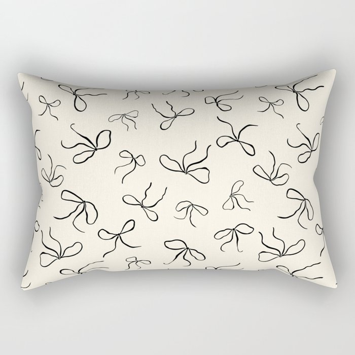 Coquette black ribbons on a cream background pattern Rectangular Pillow