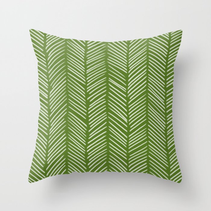 Jungle Green Herringbone Throw Pillow