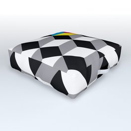 cubes Outdoor Floor Cushion | Illustration, Abstract, Pop Art, Black and White, Graphicdesign 