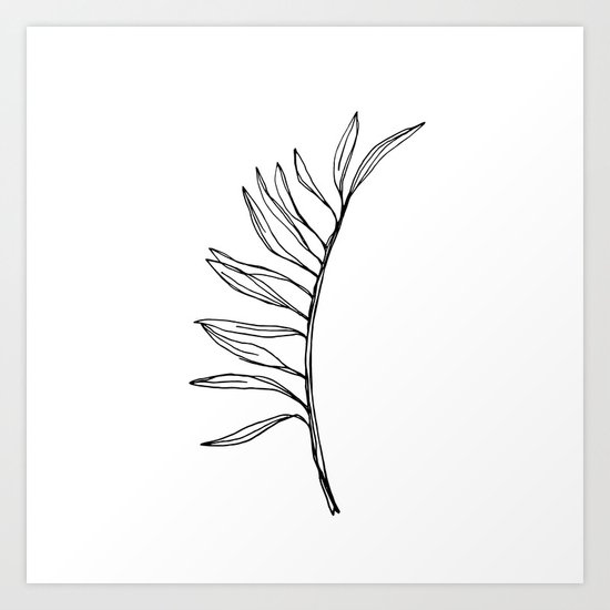 Continuous Line Drawing Botanical Palm Leaf Art Print By Meganheloise Society6,Aesthetic Simplistic Edgy Aesthetic Drawings Easy