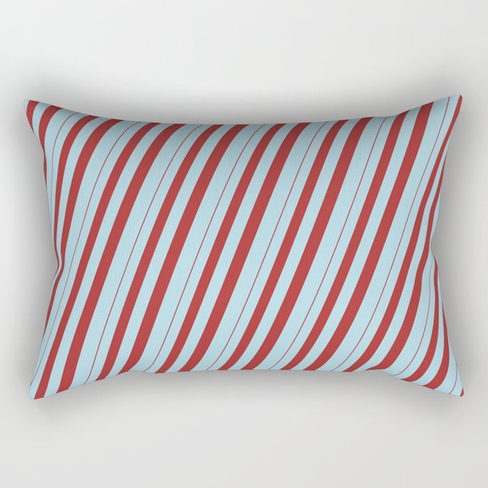 Brown and Light Blue Colored Striped/Lined Pattern Rectangular Pillow