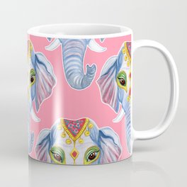 Cute Decorated Watercolor Elephant Pattern Coffee Mug