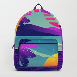 Seaside Relaxing Sunset Synthwave Backpack