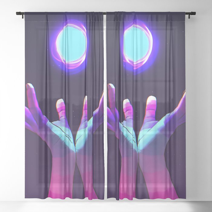 Psychedelic Energy Hands 7 (GIF) Sheer Curtain