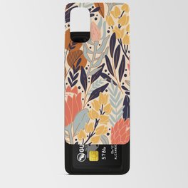 Protea and eucalyptus leaves pattern. Seamless motif. Vintage illustration Android Card Case
