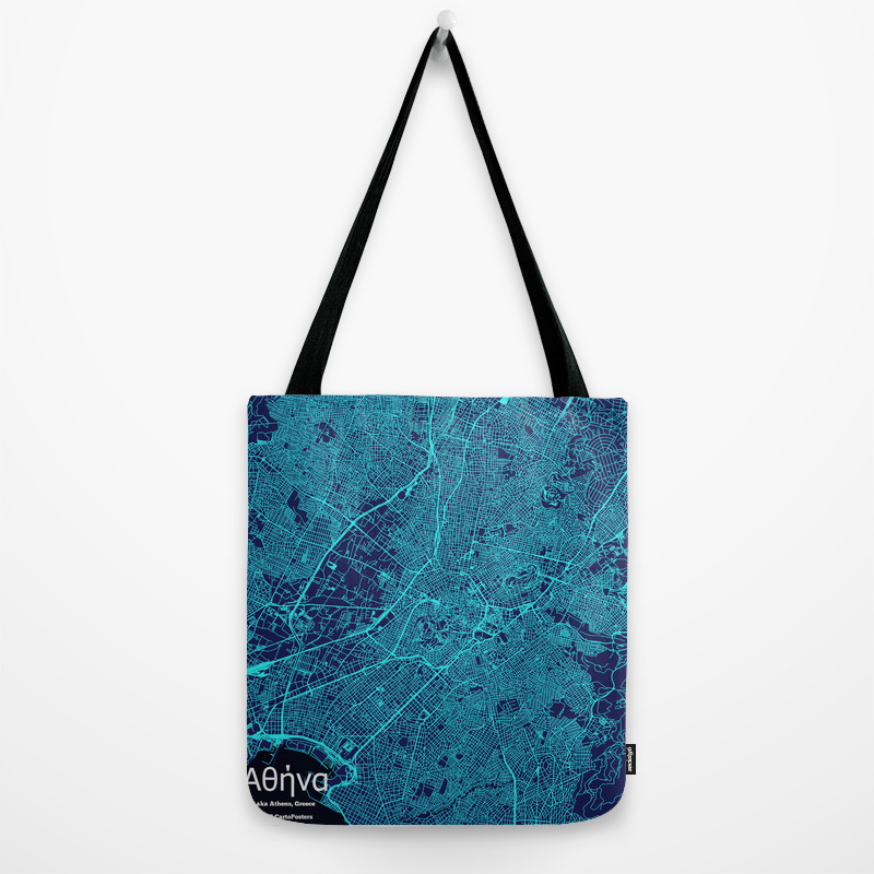 Athens Map Print Athens Greece Map Athens Gifts Athens Print Tote Bag Canvas Bag Cotton Bag Beach Tote Shopping Bag Grocery Bag Market