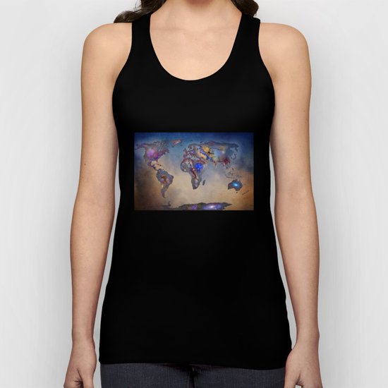 Stars world map. Blue Unisex Tank Top