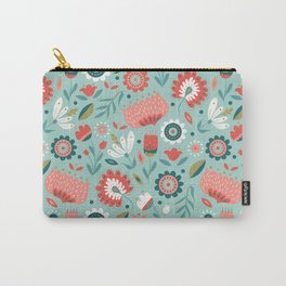 Folk Art Florals in Mint Carry-All Pouch