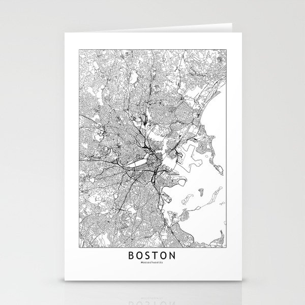 Boston Map Stationery Cards