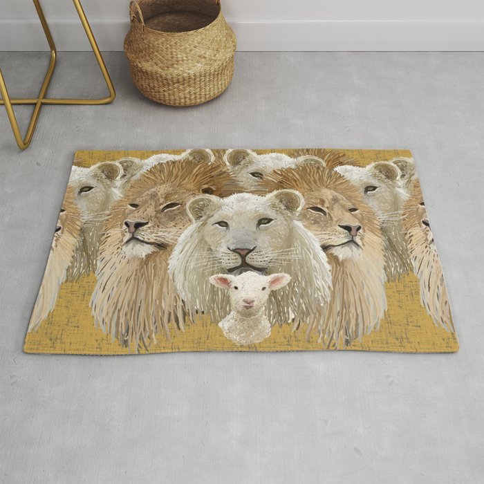 Lions led by a lamb Rug