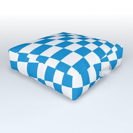Blue Op Art Check or Checked Background. Outdoor Floor Cushion