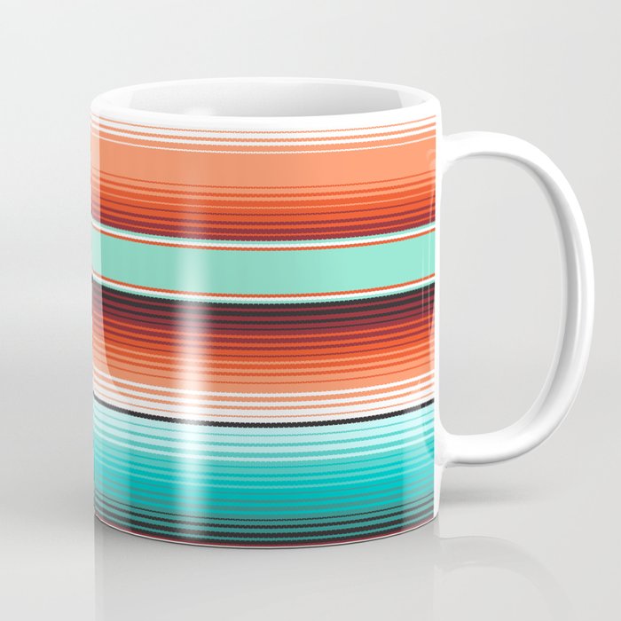 Teal Turquoise and Burnt Orange Southwest Serape Blanket Stripes Coffee Mug