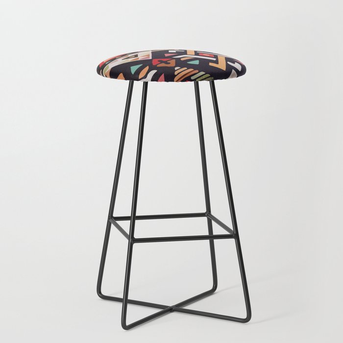 Geometric native Aztec pattern tribal style native tribal background bold colors mexican design Bar Stool