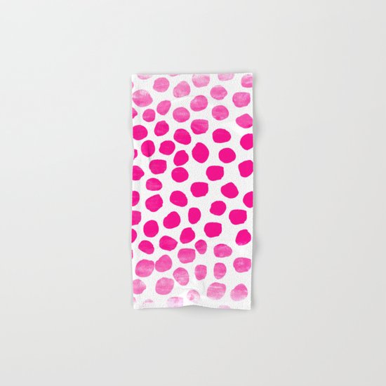 Ombre dots cute hot pink trendy must have gifts for college dorm room decor affordable painting Hand & Bath Towel