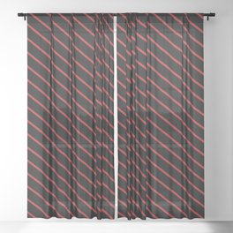 [ Thumbnail: Red & Black Colored Lined/Striped Pattern Sheer Curtain ]