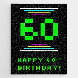 [ Thumbnail: 60th Birthday - Nerdy Geeky Pixelated 8-Bit Computing Graphics Inspired Look Jigsaw Puzzle ]