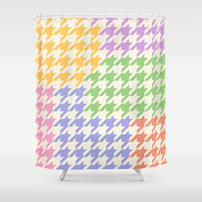 Colorful Patchwork Houndstooth Pattern Shower Curtain