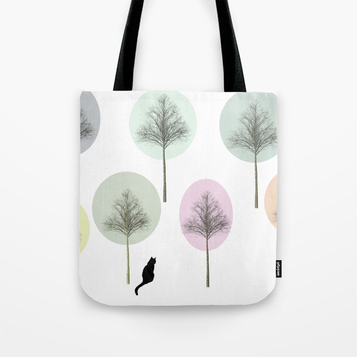 Black Cat in Forest Tote Bag