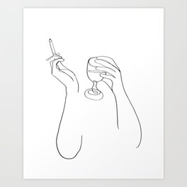 Wine & Cigarettes Art Print