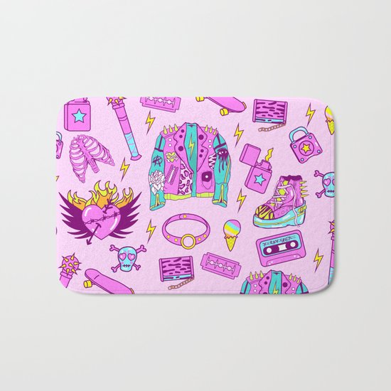 Pink Punk Girly Pattern Bath Mat
