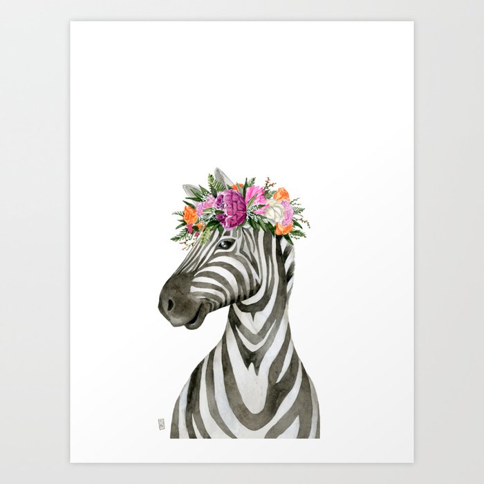 Zebra in Spring Art Print