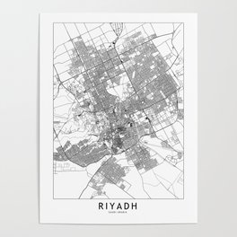 Riyadh White Map Poster